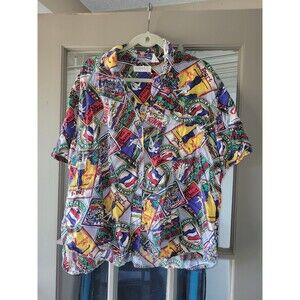 ELISABETH Vintage Liz Claiborne 90s European Travel Print Short Sleeve Top SZ 18